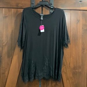 Black lace detail shirt